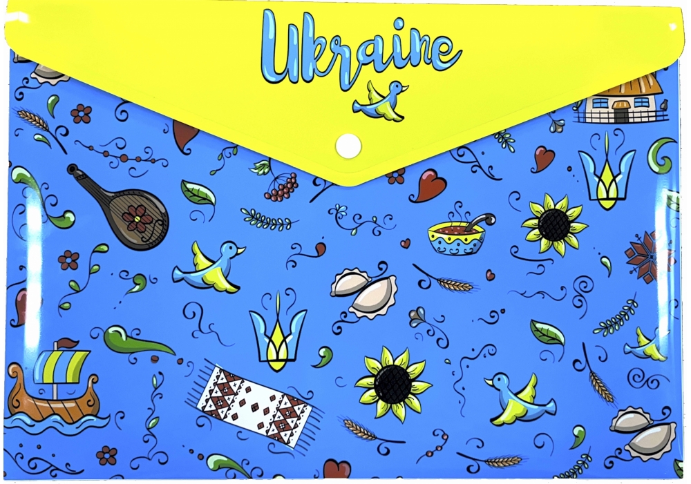 Папка-конверт А4 на кнопці з друком Traditional, 180 мкм, непрозора, фактура "глянець"