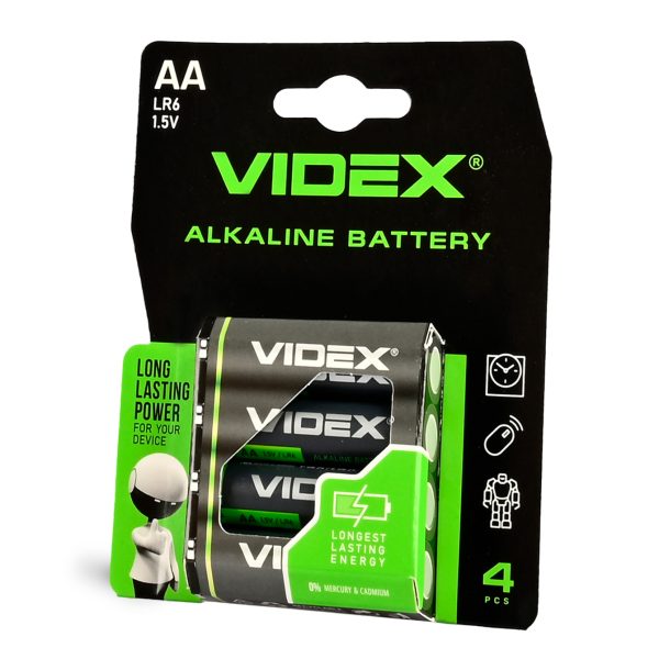 Батарейка Videx Alkaline LR6/АА блістер 4 шт, ціна за 1 батарейку