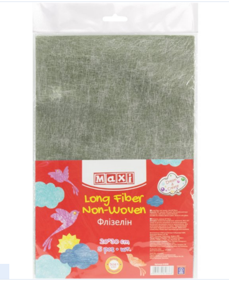 Флізелін листовий, 20*30 см, 30±1 г/м2, 5 аркушів. Перламутровий зелений. MX61834