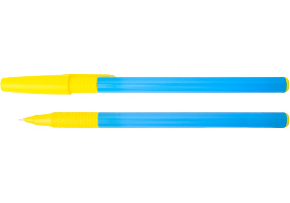 Ручка масляна ECONOMIX  NATION 0,7 мм жовто/блакитна, пише синім E10267