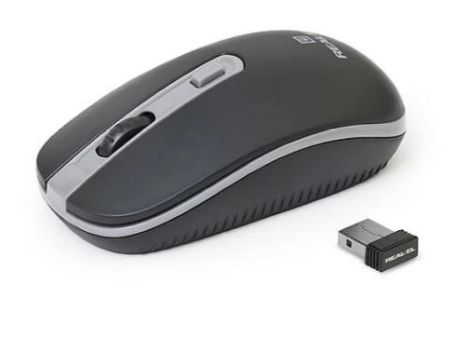 Мышь REAL-EL RM-303 Wireless, Black, беспроводная, USB, оптическая, 800/1200/1600 dpi, 3 кнопки, 1xAA