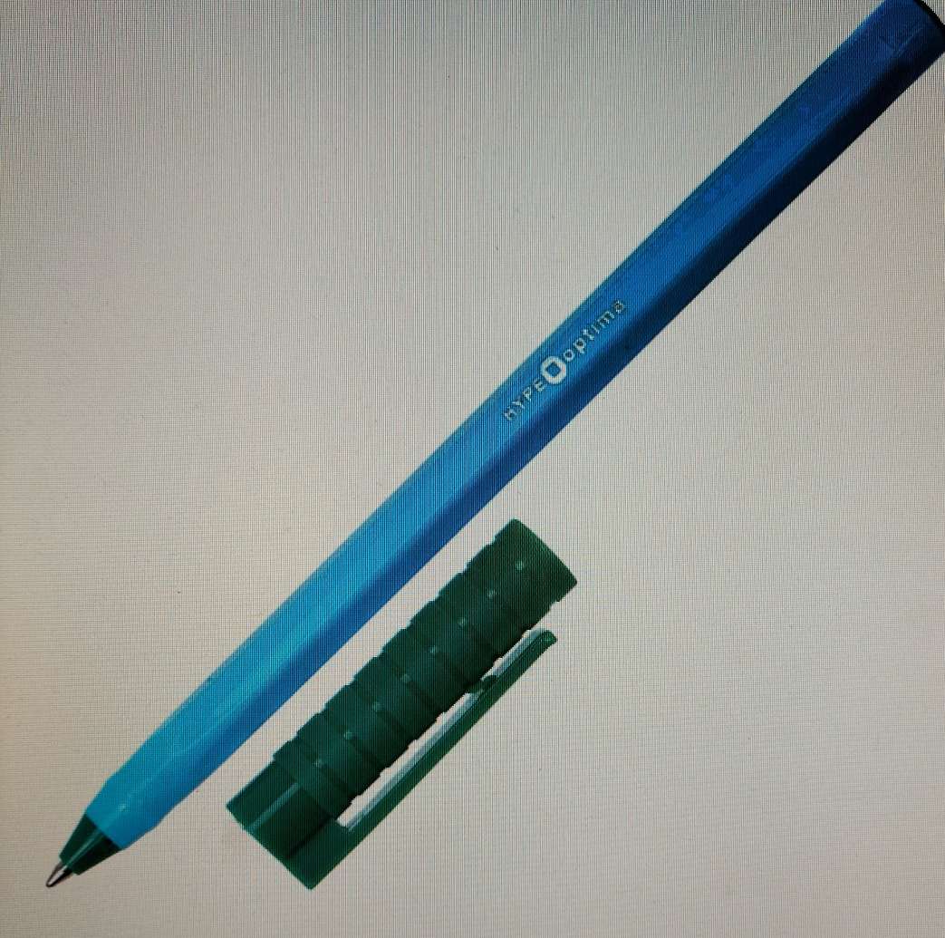 Ручка кулькова OPTIMA HYPE O15689 0,7 mm. Корпус блакитний, пише зеленим