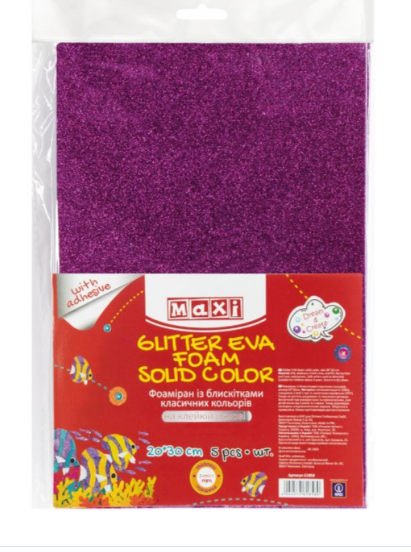 Фоамиран листовой А4 20*30 см пурпурный с блестк MX61859 на клейкой основе