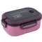 Ланчбокс для їжі. Виготовлений з харчового пластику. Основа розділена на 3 відділення, має додатковий розділювач-тарілку, доповнений столовим приладдям. Об'єм 1200 мл. K23-184-3