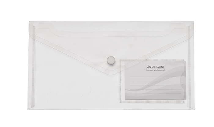 Папка-конверт на кнопці, DL (240x130мм) TRAVEL, прозора BM.3938-00