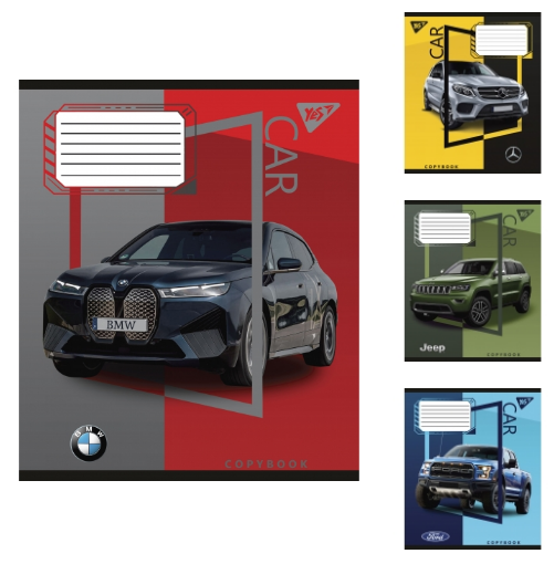 Зошит 18арк клітинка YES 765822  Colour car