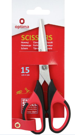 Ножиці 15см Optima О44404 з гумовими  ручками