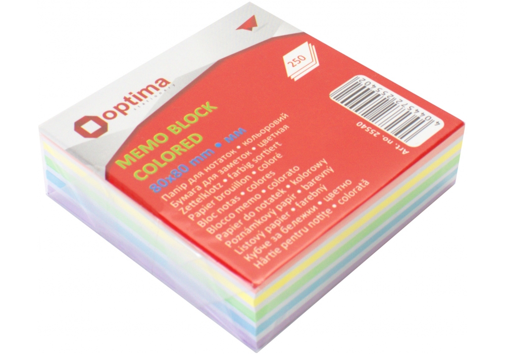 Папір для нотаток 80х80 мм "Люкс" Optima, 250 арк., кольоровий