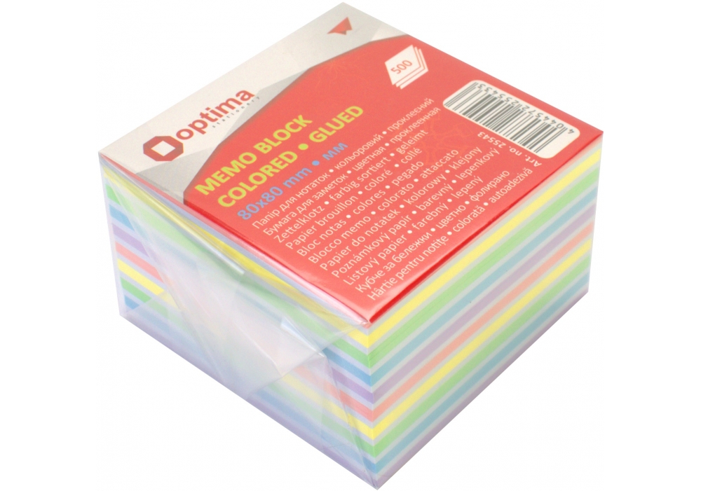 Папір для нотаток 80х80 мм "Люкс" Optima, 500 арк., проклеєний, кольоровий