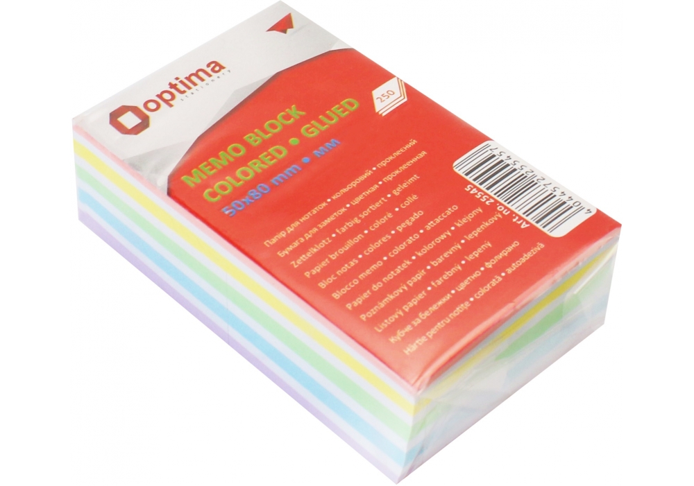 Папір для нотаток 50х80 мм "Люкс" Optima, 250 арк., кольоровий