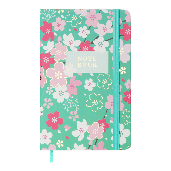 Книжка записна BLOSSOM, на гумці, А6, 80 арк., клітинка., офсет крем., тв.лам.обл., блакитна