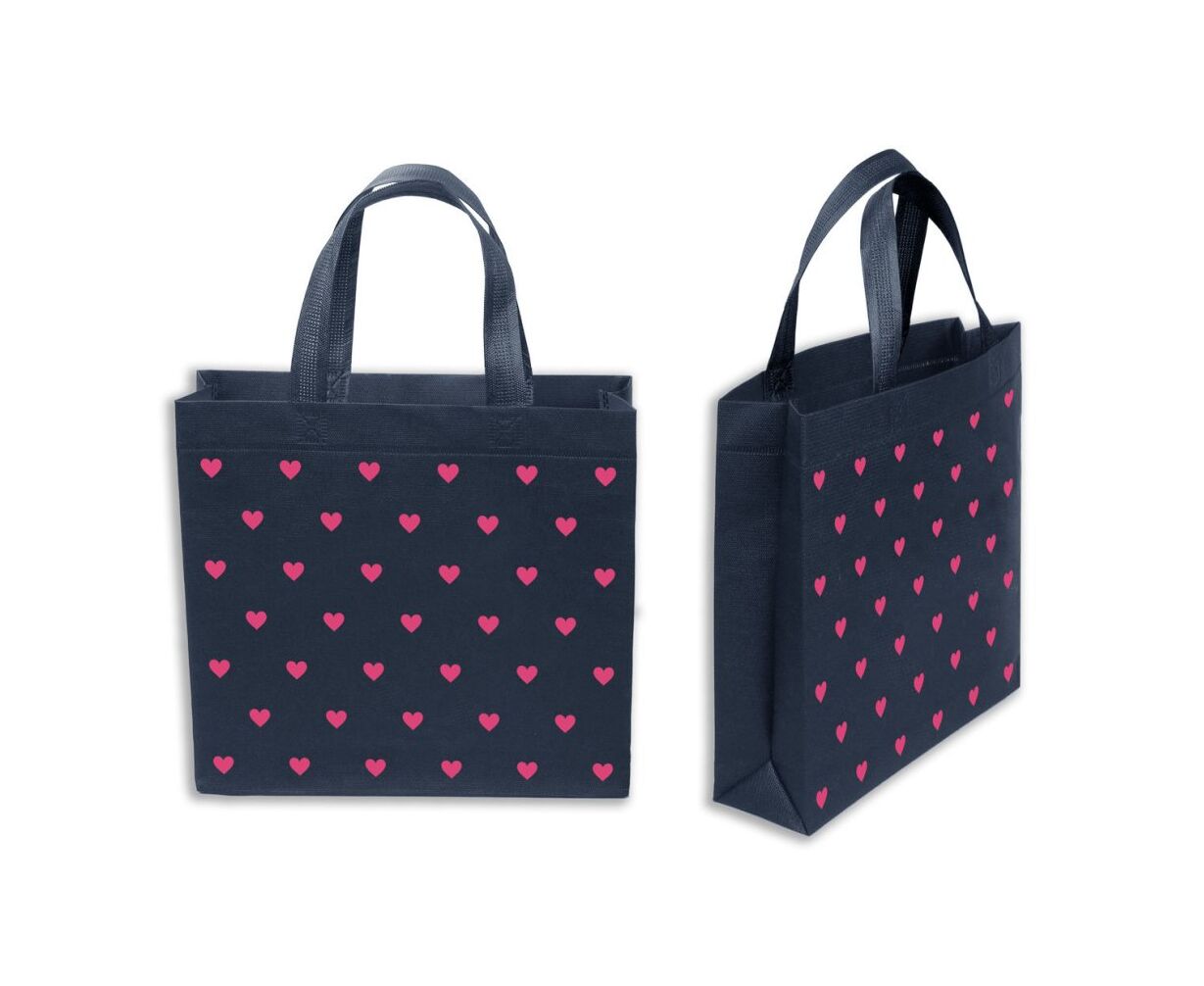 Еко- Сумка ВОХ  з ручками і блискавкою Серця; 290-270-100; 70 гр / м кв.; Темно-синій