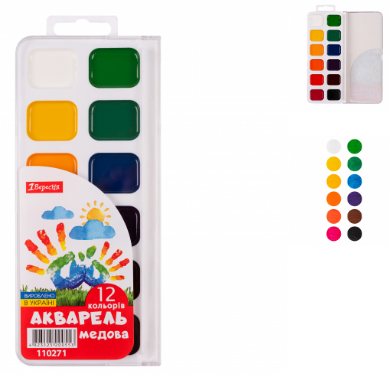 Фарби акварельні 1Вересня 12 кол. медові
