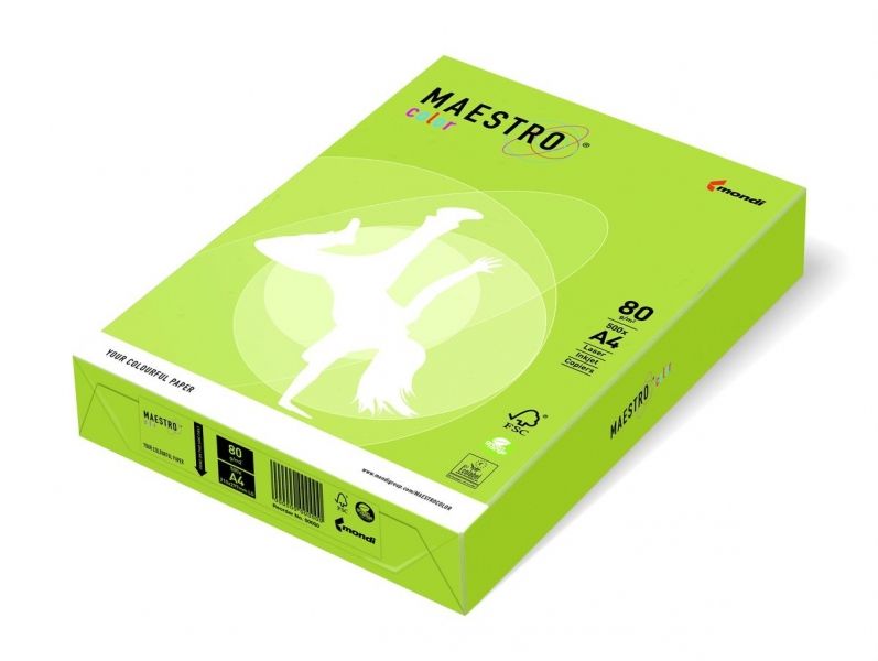 Папір кольоровий  А4 160 г/м 1 арк.  Maestro Color Intensive LG46 Lime Green зелена липа