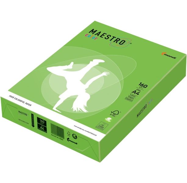 Папір кольоровий  А4 160 г/м 1 арк.  Maestro Color Intensive MA42 Spring Green зелений
