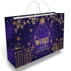 Пакет новорічний ламінований подарунковий горизонтальний (242*359*104) - 32.078