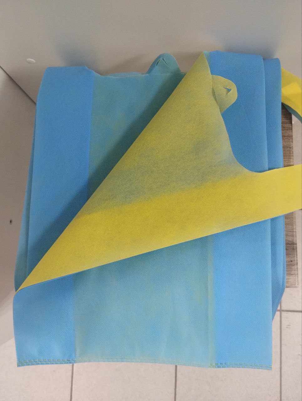 Еко- Сумка Майка без друку ; 300-550-120; 40 гр / м кв.; Жовто - Блакитний