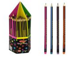 Олівець чорнографітний HB з гумкою, неоновий смугастийStar Color 9170