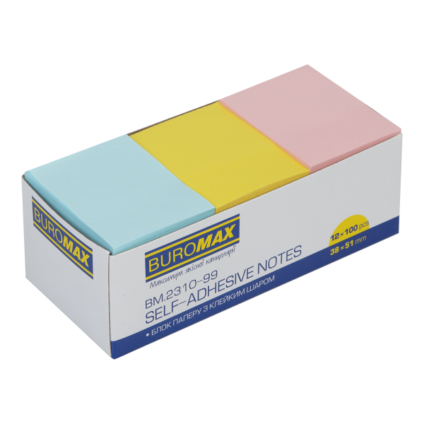 Блок для нотаток 38х51мм, 100арк., асорті BM.2310-99