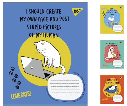 Зошит 36 арк клітинка 1Вересня Love cats, 765945