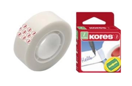 Стрічка клейка канцелярська 12 мм x 33 м "Invisible" Kores, прозора матова K53302
