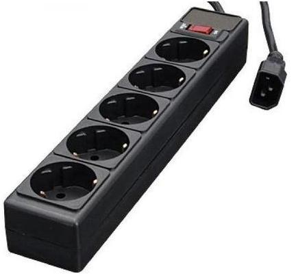 Фільтр мережевий для ДБЖ 1.8 м, Gembird, Black, 5 розеток, 10А, до 4.5 кВт, вимикач зі світлодіодом, заземлення, отвір для кріплення до стіни (SPG5-X-6B)