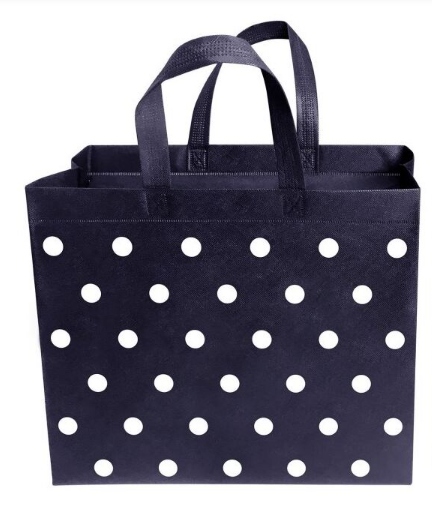 Еко-сумка ВОХ з ручками і блискавкою Горох; 385-320-120; 80 гр/м кв; темно-синій