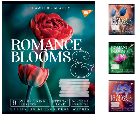 Зошит 18арк клітинка YES 766332  Romance blooms