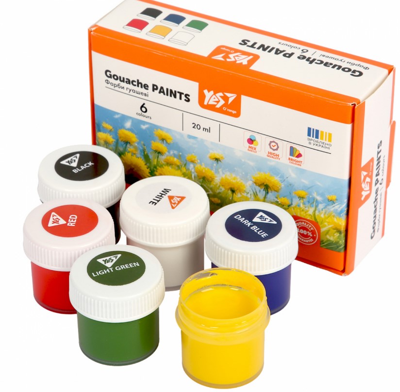 Фарби гуашеві Yes Orange Line 6 кол. 20 мл