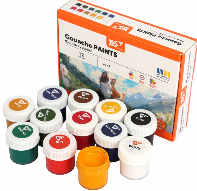 Фарби гуашеві Yes Orange Line 12 кол. 20 мл