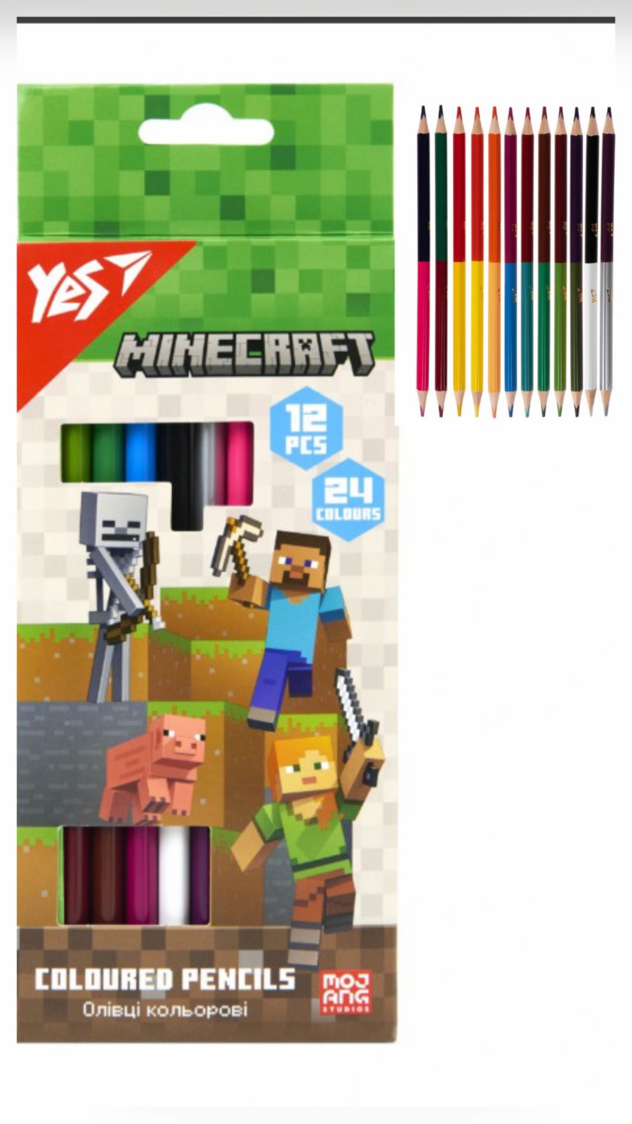 Олівці кольорові Yes 12/24 кол. "Minecraft" 290763