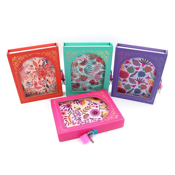 Блокнот А6 дитячий в коробці  на замочку "Квіти" Р40 16.5x12.5, mix