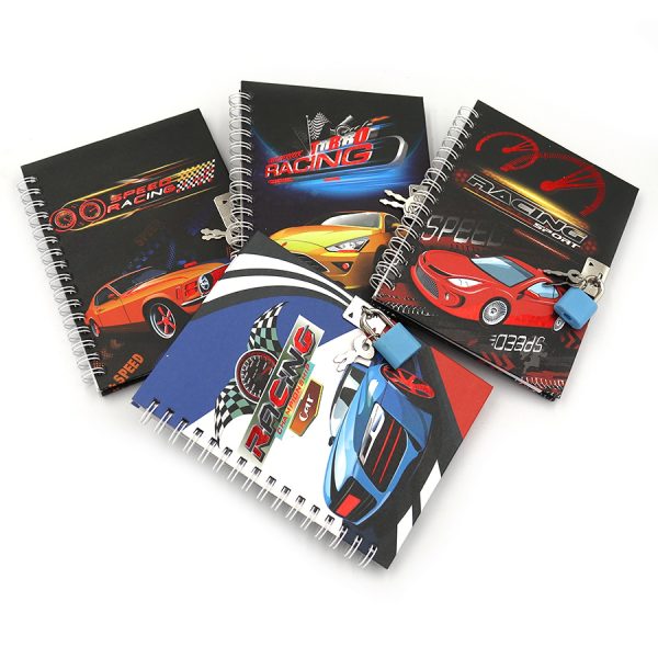 Блокнот дитяча  на спіралі з замочком "Racing" 11*15см mix4,1шт/етик