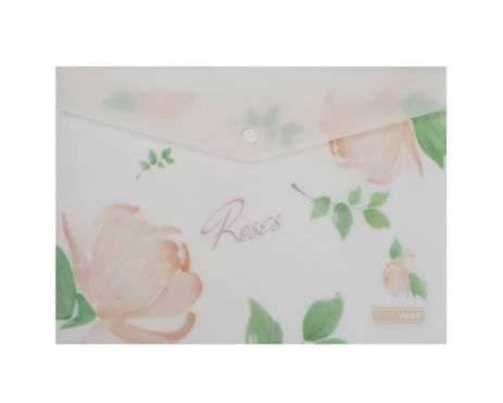 Папка-конверт на кнопці ARABESKI, А4, напівпрозорий матовий, пластик, кораловий BM.3943-27