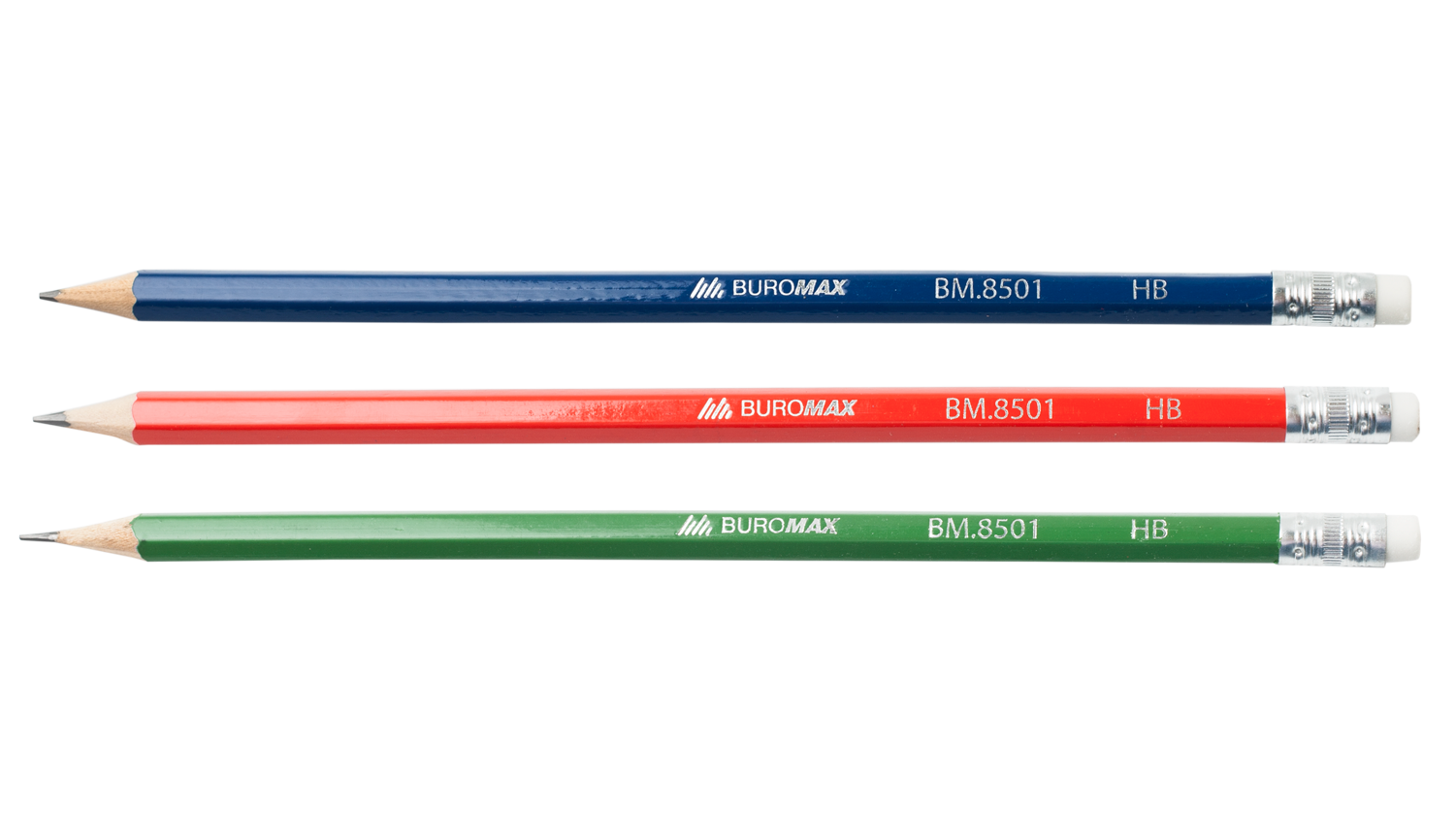 Олівець графітовий НВ, асорті, з гумкою, туба BM.8501