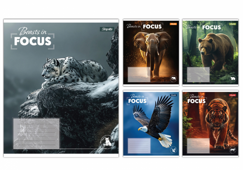 Зошит учнівський загальний 1 Вересня Beasts in FocusА5 96 аркушів клітинка