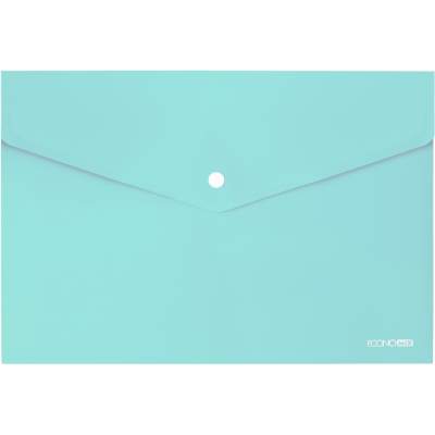 Папка-конверт А4 прозора на кнопці Economix 180 мкм, непрозора, фактура "глянець", м'ятна E31301-84