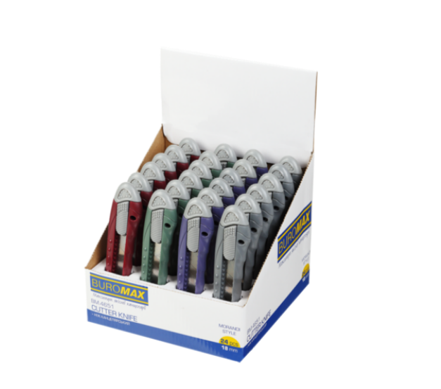 Ніж канцелярський MORANDI STYLE, 18мм, асорті  з механічним фіксатором леза, пластиковий корпус BM.4651