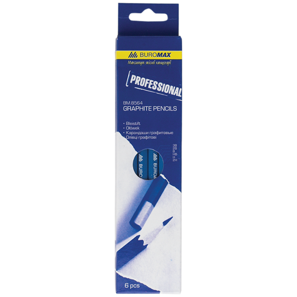 Набір олівців для креслення, 6шт. "PROFESSIONAL" BM.8564 Buromax, 3В-2Н