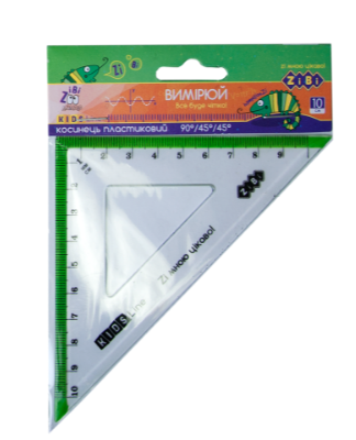 Косинець 100мм, з салатовою смужкою, блістер ZB.5620-15