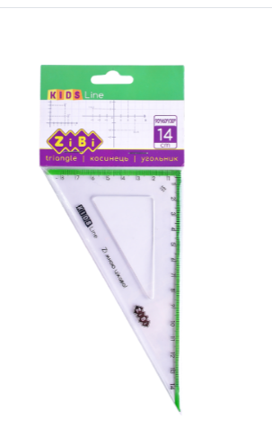 Косинець 140мм,90°/60° з салатовою смужкою, блістер, KIDS Line ZB.5622-15