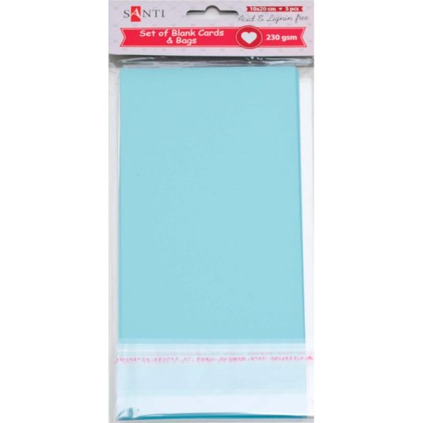 Набір блакитних заготовок для листівок, 10см*20см, 230г/м2, 5шт.