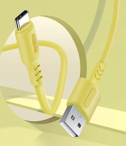 Кабель USB AM - Type-C, 1 м, Yellow, ColorWay, 2.4A (CW-CBUC043-Y)