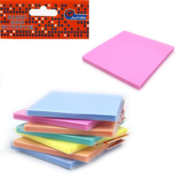 Липкий блок прозорий  глітер PET Neon Josef Otten 50 аркушів Мікс кольорів  75мм*75мм