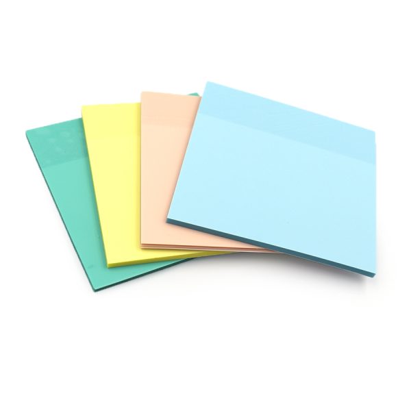 Липкий блок прозорий для нотаток PET (термопластик) 50аркушів 76х76мм кольорові