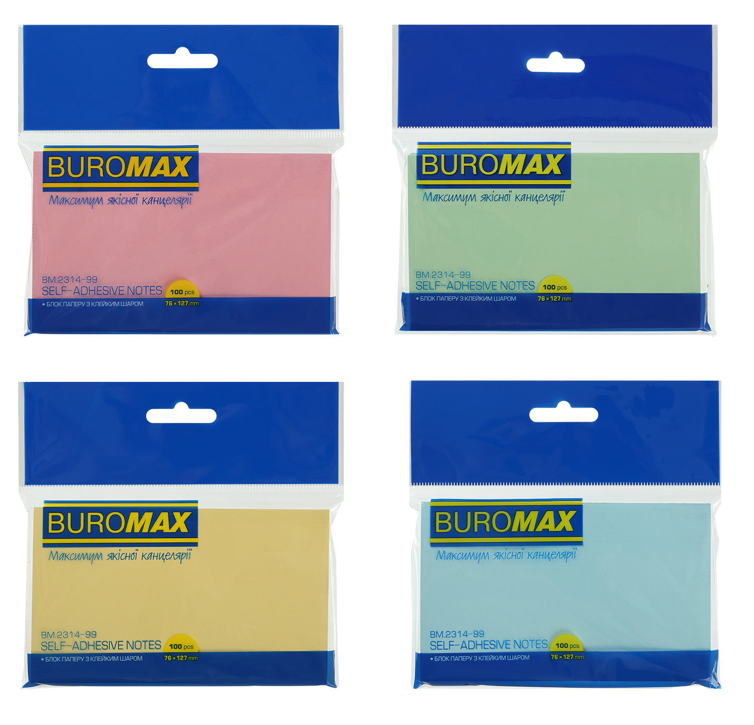 Блок для нотаток 76х127мм, 100арк., асорті BM.2314-99