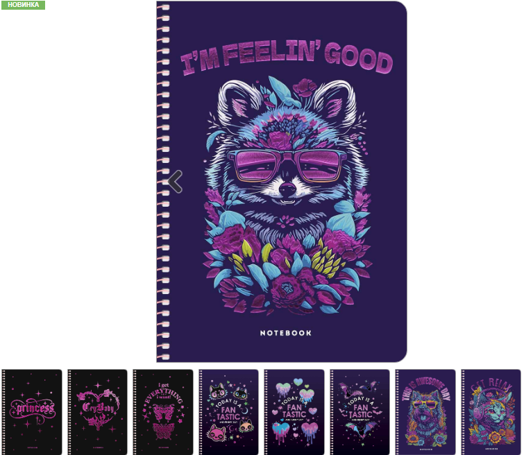 Зошит для записів, спiраль, А5/80арк., у клітинку, білий блок, 70г/м2, ПК, тиснення, A5-SC-080-6127K