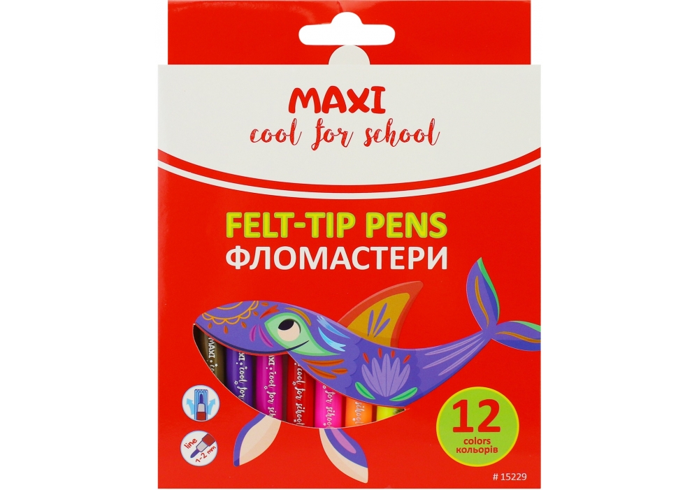 Фломастери круглі, 12 кольорів MX15229