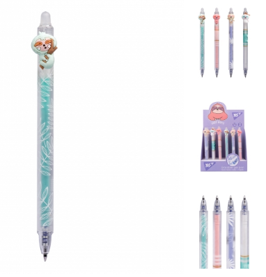 Ручка гелева YES пиши-стирай «Lazy boys» автоматична 0,5 мм, синя 411998