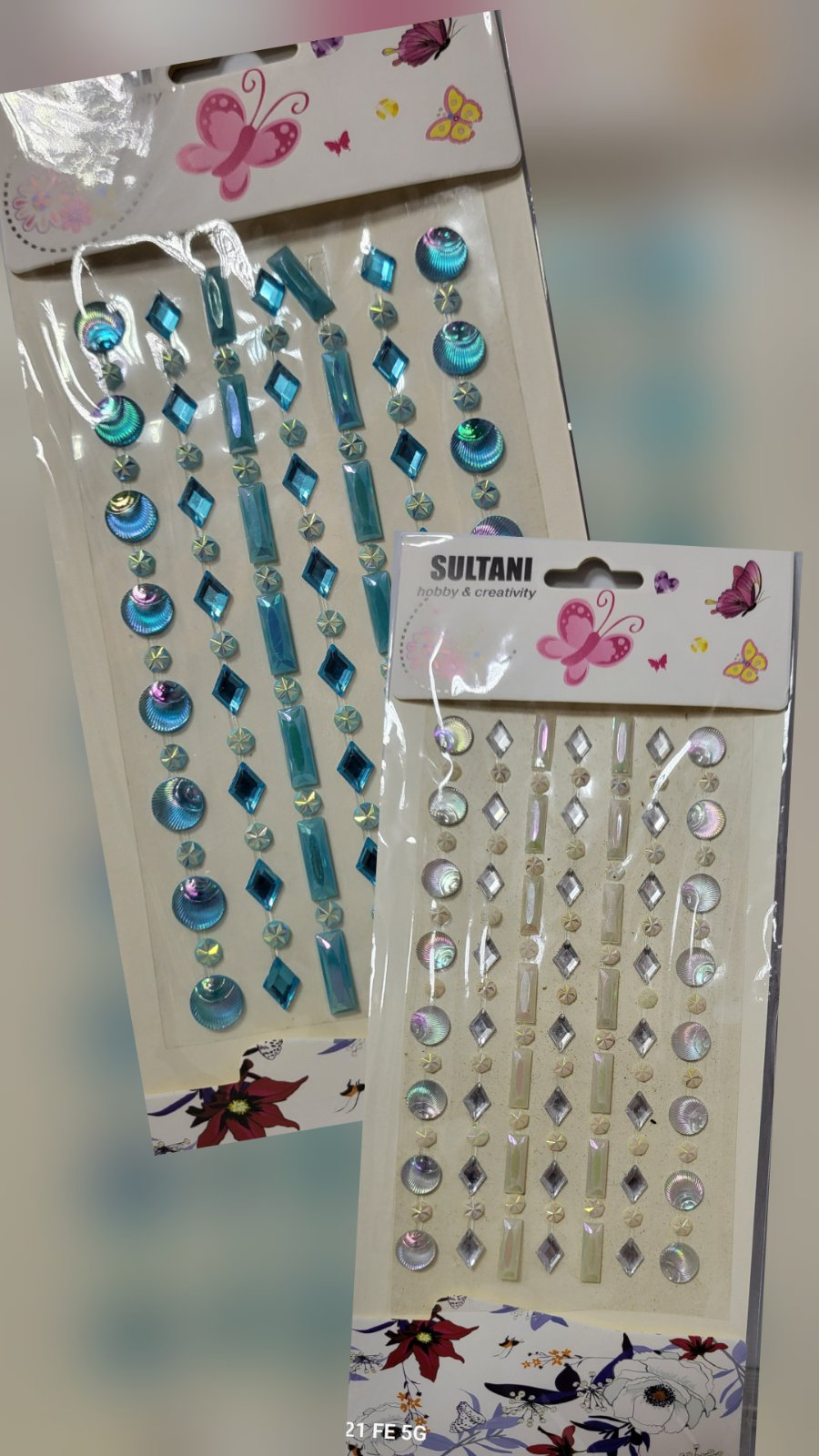 Стрази-наліпки акрилові АССОРТІ-11, 22*9,5см., 8 дизайнів, ST 8659